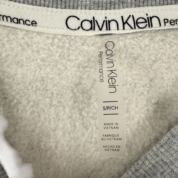 Calvin Klein Sweatshirt Performance Crop Gray Womens Size S Logo Pullover Crew - Picture 5 of 7